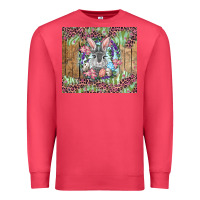 Cardinal Easter bunny with floral wreath and leopard Premium Sweatshirt - RanaPortraitStore