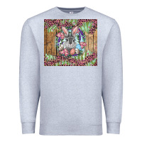 Heather Grey Easter bunny with floral wreath and leopard Premium Sweatshirt - RanaPortraitStore