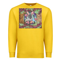 Lemon Easter bunny with floral wreath and leopard Premium Sweatshirt - RanaPortraitStore