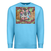 Ocean Blue Easter bunny with floral wreath and leopard Premium Sweatshirt - RanaPortraitStore
