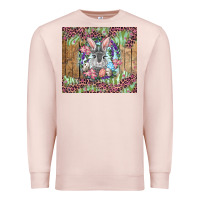 Pale Pink Easter bunny with floral wreath and leopard Premium Sweatshirt - RanaPortraitStore