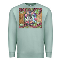 Seafoam Easter bunny with floral wreath and leopard Premium Sweatshirt - RanaPortraitStore