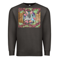 Smoke Easter bunny with floral wreath and leopard Premium Sweatshirt - RanaPortraitStore
