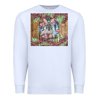 White Easter bunny with floral wreath and leopard Premium Sweatshirt - RanaPortraitStore