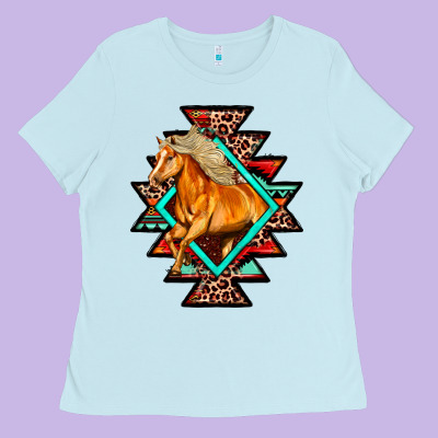 Aztec Symbol With Horse Ladies Tee Designed By Fadigitalartstudio