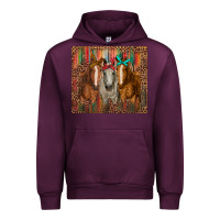 Mauve Wine western horses with bandanas Urban Hoodie - RanaPortraitStore