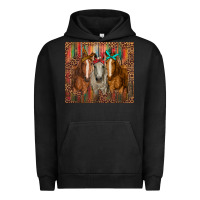 Pigment Black western horses with bandanas Urban Hoodie - RanaPortraitStore