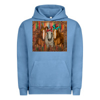 Pigment Pebble Blue western horses with bandanas Urban Hoodie - RanaPortraitStore