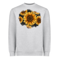 Heather Grey sunflower patch Heavyweight Sweatshirt - Jasminsmagicworld