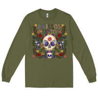 Army Green dia de los muertos Long Sleeve Tee - CowhideDigitalArt