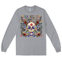 Heather Grey dia de los muertos Long Sleeve Tee - CowhideDigitalArt