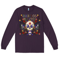 Plum dia de los muertos Long Sleeve Tee - CowhideDigitalArt