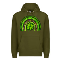 Army Green St. Patrick's Day Shamrock Rainbow Premium Hoodie - Artiststas