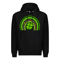 Black St. Patrick's Day Shamrock Rainbow Premium Hoodie - Artiststas