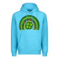 Ocean Blue St. Patrick's Day Shamrock Rainbow Premium Hoodie - Artiststas