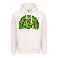 Pale Pink St. Patrick's Day Shamrock Rainbow Premium Hoodie - Artiststas