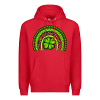 Red St. Patrick's Day Shamrock Rainbow Premium Hoodie - Artiststas