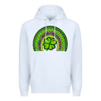 White St. Patrick's Day Shamrock Rainbow Premium Hoodie - Artiststas