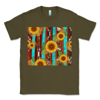 Army Green western sunflower cactus serape and cowhide Classic Tee - Artiststas