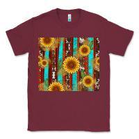 Burgundy western sunflower cactus serape and cowhide Classic Tee - Artiststas