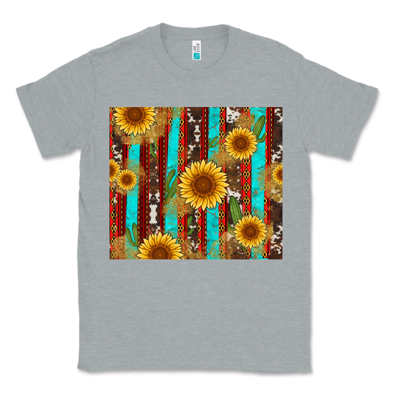 Western Sunflower Cactus Serape And Cowhide Classic Tee by Artiststas | Teevron