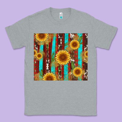 Western Sunflower Cactus Serape And Cowhide Classic Tee Designed By Artiststas