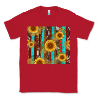 Red western sunflower cactus serape and cowhide Classic Tee - Artiststas
