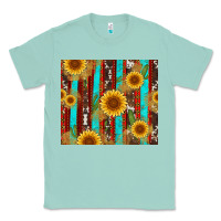 Seafoam western sunflower cactus serape and cowhide Classic Tee - Artiststas