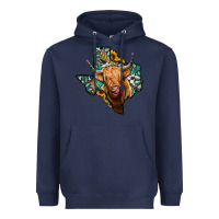 Navy texas map highland cow Heavyweight Hoodie - Jasminsmagicworld