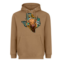 Toasted Coconut texas map highland cow Heavyweight Hoodie - Jasminsmagicworld