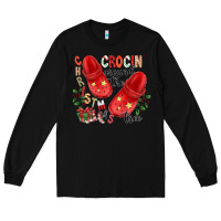 Black christmas crocin around the tree Long Sleeve Tee - CowhideDigitalArt