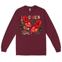 Burgundy christmas crocin around the tree Long Sleeve Tee - CowhideDigitalArt