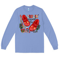 Colony Blue christmas crocin around the tree Long Sleeve Tee - CowhideDigitalArt