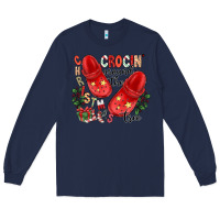 Navy christmas crocin around the tree Long Sleeve Tee - CowhideDigitalArt