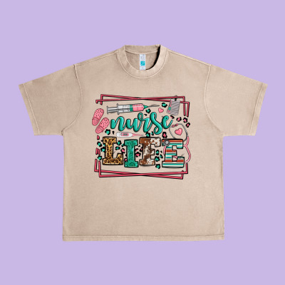 Nurse Life Leopard Frame Urban Heavy Tee Designed By Lillyallendesigns