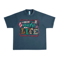 Midnight Navy Nurse life leopard frame Urban Heavy Tee - LillyAllenDesigns