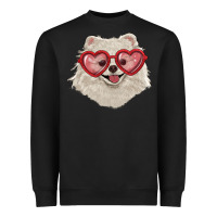 Black white pomeranian with love glasses Heavyweight Sweatshirt - RanaPortraitStore