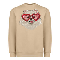 Mushroom white pomeranian with love glasses Heavyweight Sweatshirt - RanaPortraitStore