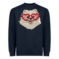 Navy white pomeranian with love glasses Heavyweight Sweatshirt - RanaPortraitStore