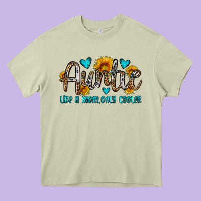 Auntie Like A Mom Only Cooler Heavy Core Tee Designed By Oliviacreatesart