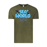 Vintage Olive Sea World 2025 Vintage Tee - CowhideDigitalArt