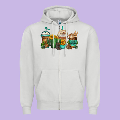 Desert Darlin Coffee Cups Zipper Hoodie Designed By Jasminsmagicworld