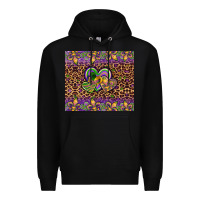 Black mardi gras fleur de lis hearts leopard glitter Premium Hoodie - Artiststas