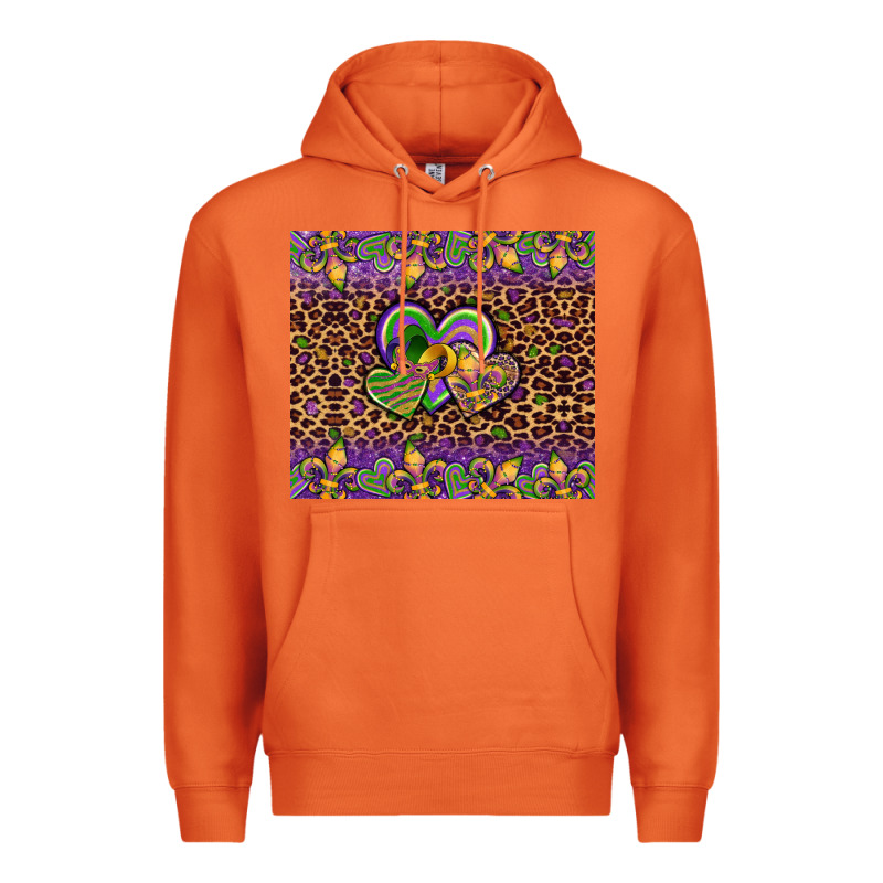 Mardi Gras Fleur De Lis Hearts Leopard Glitter Premium Hoodie by Artiststas | Teevron