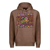 Chestnut mardi gras fleur de lis hearts leopard glitter Premium Hoodie - Artiststas