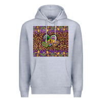 Heather Grey mardi gras fleur de lis hearts leopard glitter Premium Hoodie - Artiststas