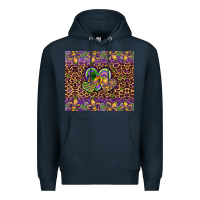 Navy mardi gras fleur de lis hearts leopard glitter Premium Hoodie - Artiststas
