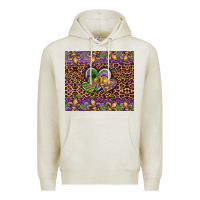 Oatmeal Heather mardi gras fleur de lis hearts leopard glitter Premium Hoodie - Artiststas