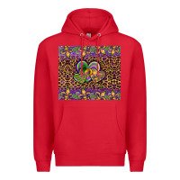 Red mardi gras fleur de lis hearts leopard glitter Premium Hoodie - Artiststas