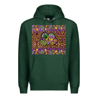Sports Green mardi gras fleur de lis hearts leopard glitter Premium Hoodie - Artiststas